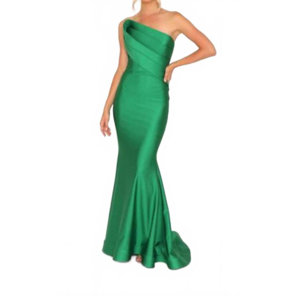 NEW NICOLE BAKTI strapless mermaid dress in hunter